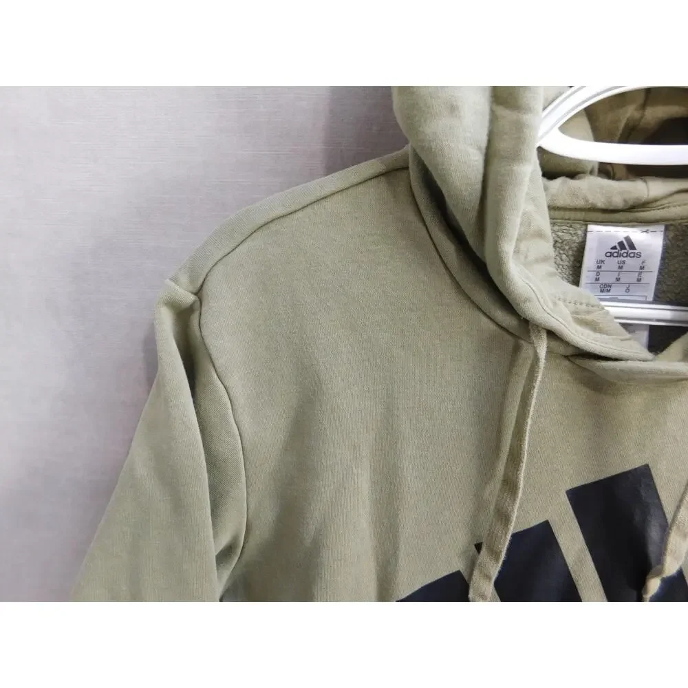 adidas Pullover Hoodie Men's Medium Gold/Gray/Black Colorblock Logo Striped LS